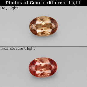 Grenat à changement de couleur de couleur changeante naturelle coupe ovale, 1,00 ct, VS