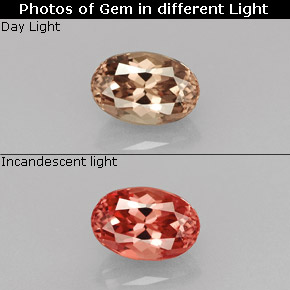 Grenat à changement de couleur multicolore naturelle coupe ovale, 0,73 ct, VS-SI