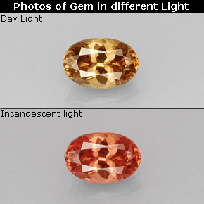 Grenat à changement de couleur multicolore naturelle coupe ovale, 0,66 ct, VS