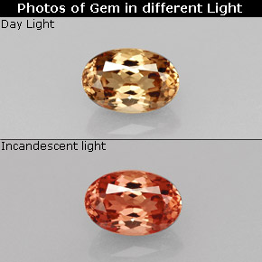 Grenat à changement de couleur multicolore naturelle coupe ovale, 0,66 ct, VVS-VS