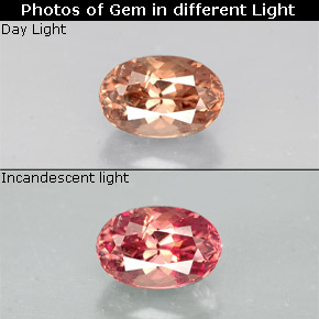 Grenat à changement de couleur multicolore naturelle coupe ovale, 0,74 ct, VS