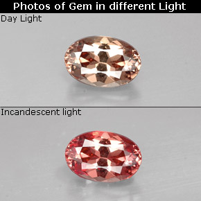 Grenat Couleur Changeant Rose à Rose Rouge naturelle Coupe ovale, 0.62 ct, VS