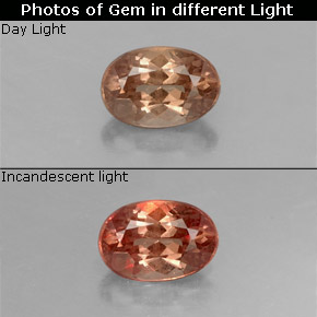 Grenat à changement de couleur de couleur changeante naturelle coupe ovale, 0,58 ct, VS