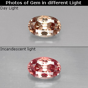 Grenat à changement de couleur multicolore naturelle coupe ovale, 0,61 ct, VVS-VS