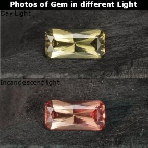 Grenat à changement de couleur jaune naturelle taille émeraude, 0,74 ct, VS