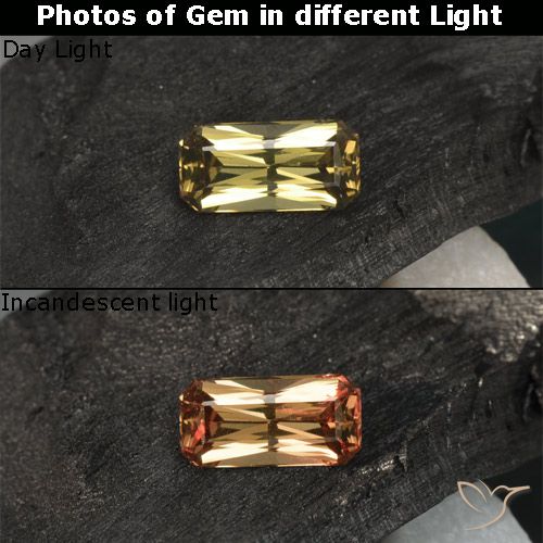 0.72ct Naturel Medium Yellow  Grenat Couleur Changeant, Taille émeraude, VVS