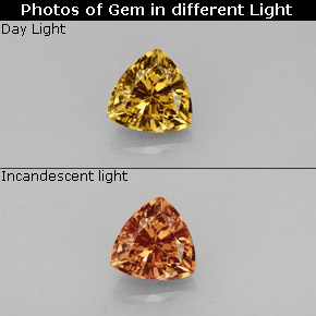 Grenat à changement de couleur multicolore naturelle trillion, 0,85 ct, VS
