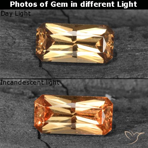 0.71ct Naturel Brun doré Grenat Couleur Changeant, Taille émeraude, VS
