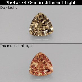 Grenat Couleur Changeant Brun verdâtre à orange naturelle Trillion, 0.72 ct, VS