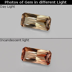 Grenat à changement de couleur multicolore naturelle taille émeraude, 1,28 ct, VVS-VS