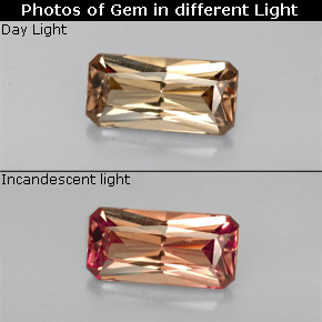 Grenat Couleur Changeant Brun Doré à Orange naturelle Taille émeraude, 1.44 ct, VS