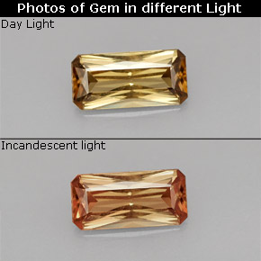 Grenat à changement de couleur multicolore naturelle taille émeraude, 1,21 ct, VS