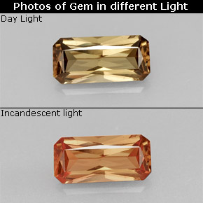 Grenat à changement de couleur multicolore naturelle taille émeraude, 1,28 ct, VS