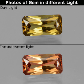 Grenat Couleur Changeant Brun verdâtre à orange naturelle Taille émeraude, 1.25 ct, VS