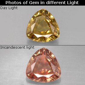 Grenat à changement de couleur multicolore naturelle trillion, 0,77 ct, VS