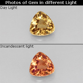 Grenat Couleur Changeant Brun Doré à Orange naturelle Trillion, 0.89 ct, VS