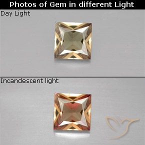 0.51ct Naturel Brun doré Grenat Couleur Changeant, Carré, VVS-VS