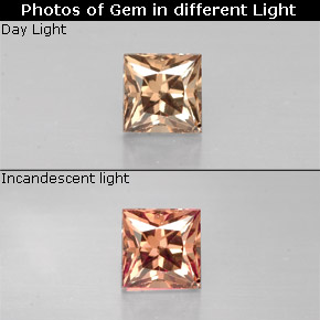 Grenat à changement de couleur multicolore naturelle carré, 0,63 ct, VS