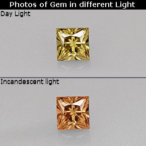 Grenat Couleur Changeant Brun verdâtre à orange naturelle Carré, 0.55 ct, VVS-VS