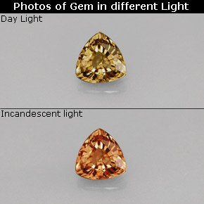 Grenat à changement de couleur multicolore naturelle trillion, 0,68 ct, VVS-VS