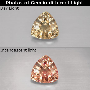Grenat à changement de couleur multicolore naturelle trillion, 0,74 ct, VVS-VS
