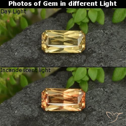 0.73ct Naturel Jaune pâle Grenat Couleur Changeant, Taille émeraude, VVS