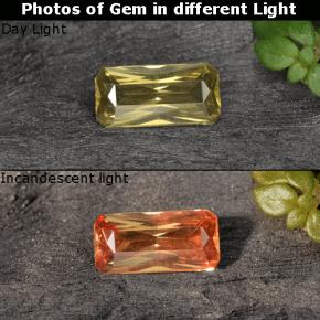 Grenat à changement de couleur jaune naturelle taille émeraude, 0,60 ct, VVS-VS