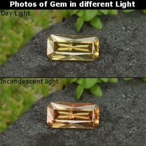 Grenat Couleur Changeant Jaune doré naturelle Taille émeraude, 0.61 ct, VS