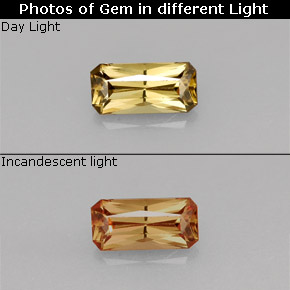 Grenat à changement de couleur multicolore naturelle taille émeraude, 0,65 ct, VVS-VS