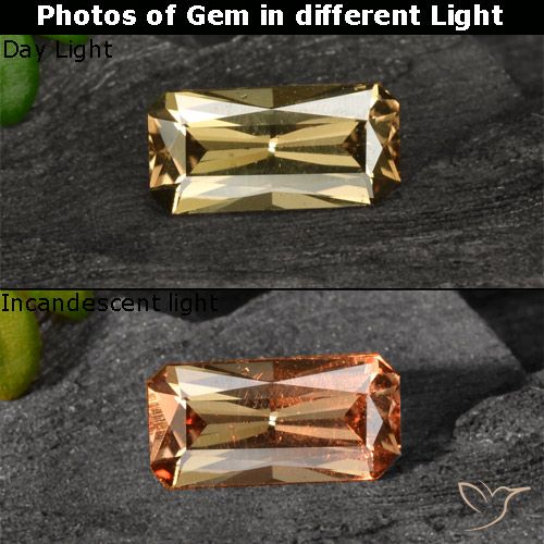 0.63ct Naturel Brun doré Grenat Couleur Changeant, Taille émeraude, VVS-VS