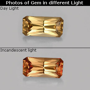 Grenat à changement de couleur multicolore naturelle taille émeraude, 0,68 ct, VVS-VS