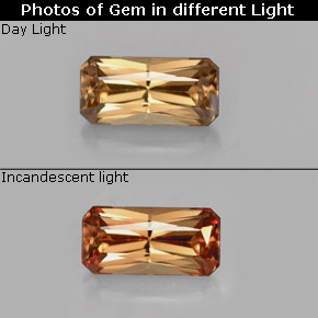 Grenat Couleur Changeant Brun Doré à Orange naturelle Taille émeraude, 0.80 ct, VVS-VS