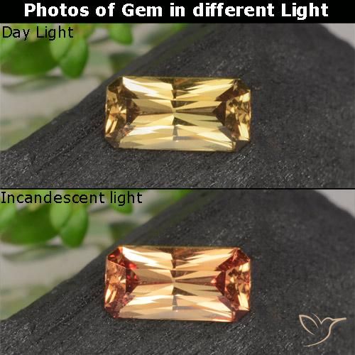 0.69ct Naturel Brun doré Grenat Couleur Changeant, Taille émeraude, VS