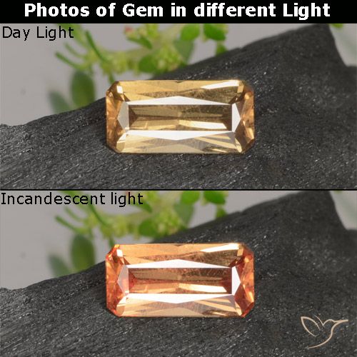 0.63ct Naturel Brun doré Grenat Couleur Changeant, Taille émeraude, VS