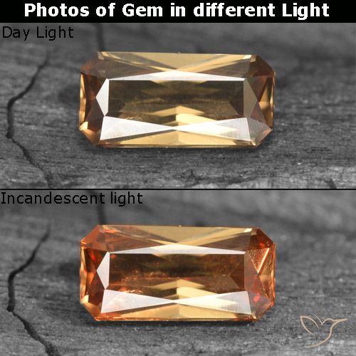 0.73ct Naturel Brun doré Grenat Couleur Changeant, Taille émeraude, VS