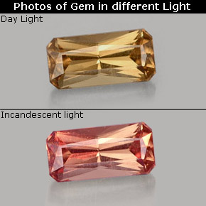 Grenat Couleur Changeant Brun Doré à Orange naturelle Taille émeraude, 0.75 ct, VVS-VS