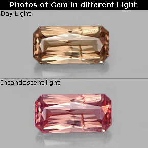 Grenat à changement de couleur multicolore naturelle taille émeraude, 0,75 ct, SI