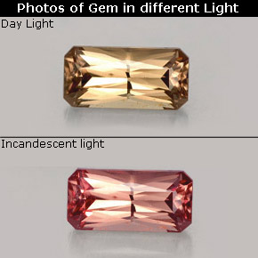 Grenat à changement de couleur de couleur changeante naturelle taille émeraude, 0,76 ct, VS