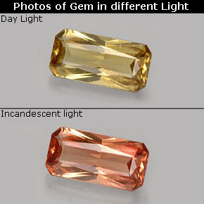 Grenat à changement de couleur multicolore naturelle taille émeraude, 0,74 ct, VVS-VS