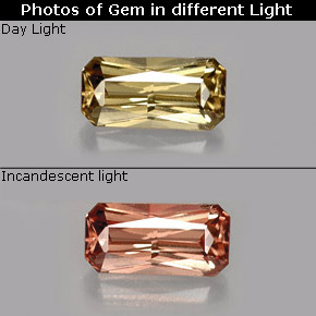Grenat à changement de couleur de couleur changeante naturelle taille émeraude, 0,67 ct, VVS-VS