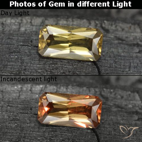 0.70ct Naturel Doré noir Grenat Couleur Changeant, Taille émeraude, VVS-VS