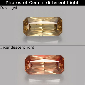 Grenat à changement de couleur de couleur changeante naturelle taille émeraude, 0,73 ct, VVS-VS