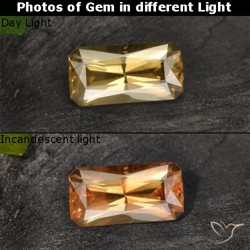 0.81ct Naturel Brun doré Grenat Couleur Changeant, Taille émeraude, VS