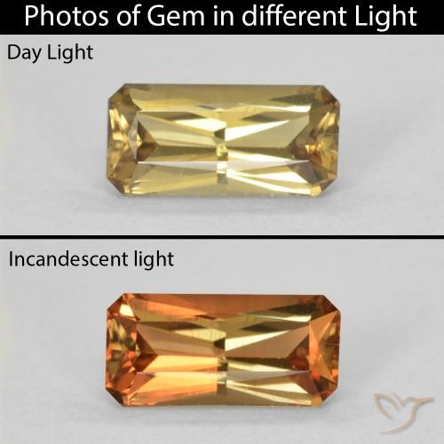 0.73ct Naturel Brun doré Grenat Couleur Changeant, Taille émeraude, VVS