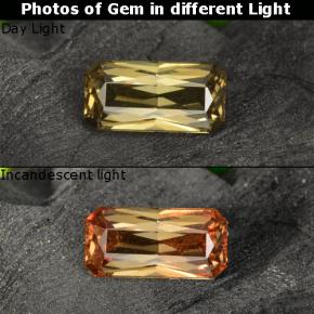 Grenat à changement de couleur doré naturelle taille émeraude, 0,78 ct, VVS