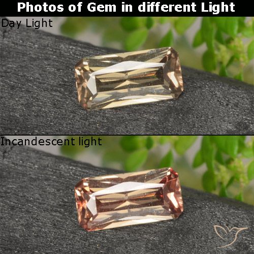 0.61ct Naturel Brun doré Grenat Couleur Changeant, Taille émeraude, VVS-VS