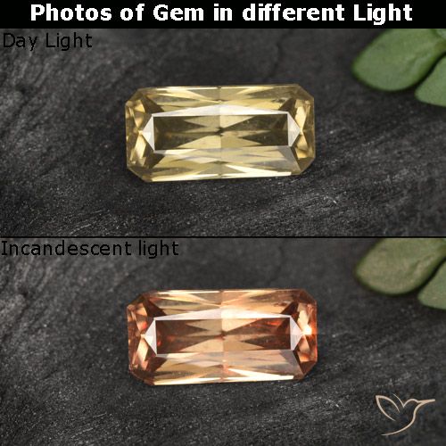 0.74ct Naturel Brun doré Grenat Couleur Changeant, Taille émeraude, VVS-VS