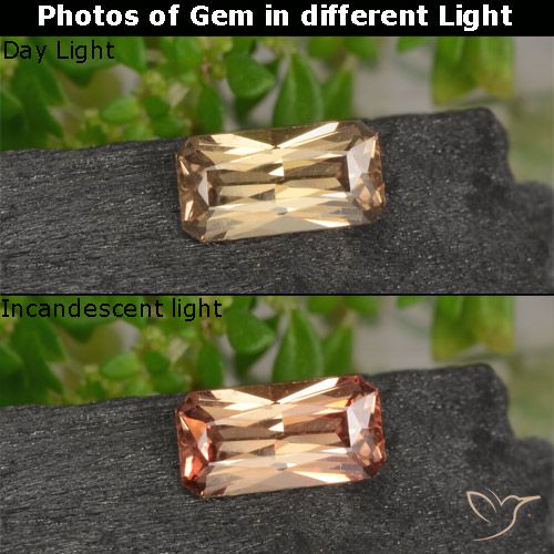 0.69ct Naturel Brun doré Grenat Couleur Changeant, Taille émeraude, VVS-VS