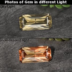 Grenat à changement de couleur doré naturelle taille émeraude, 0,60 ct, VVS-VS