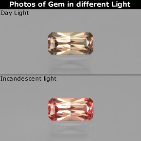 Grenat à changement de couleur de couleur changeante naturelle taille émeraude, 0,70 ct, VVS-VS